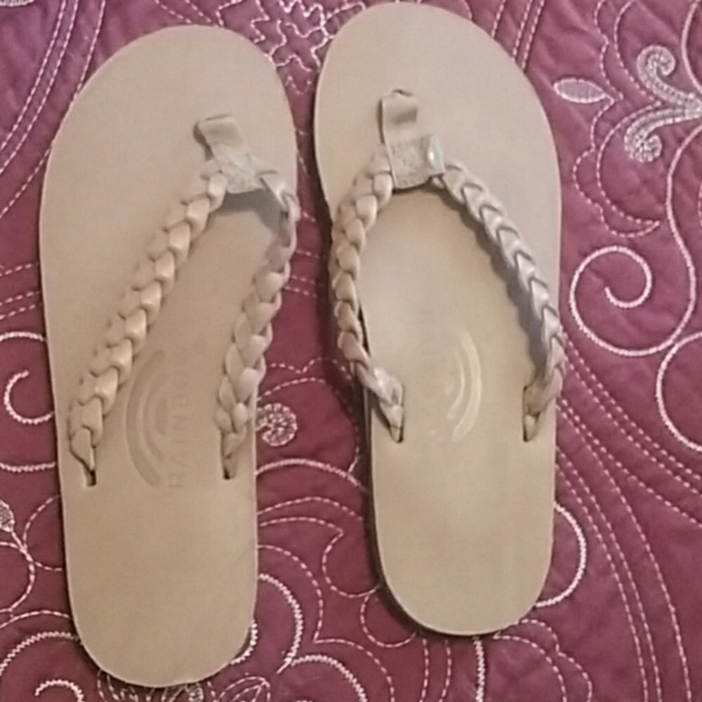 Rainbow flip flops